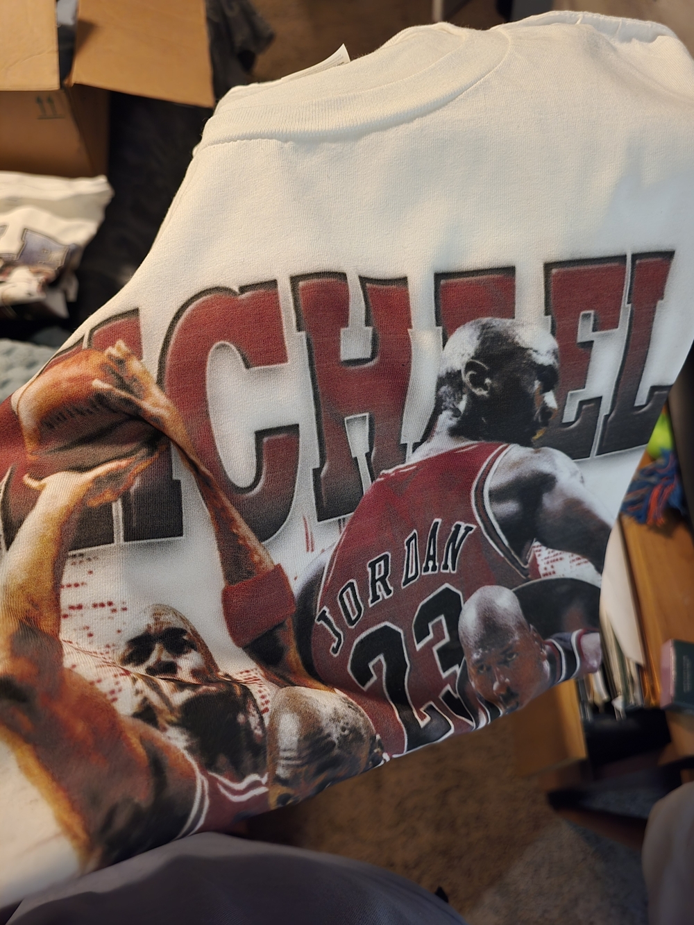 🏀NWOT-Hanes White Michael Jordan T-Shirt with Red Logo Tag - Picture 3 of 7